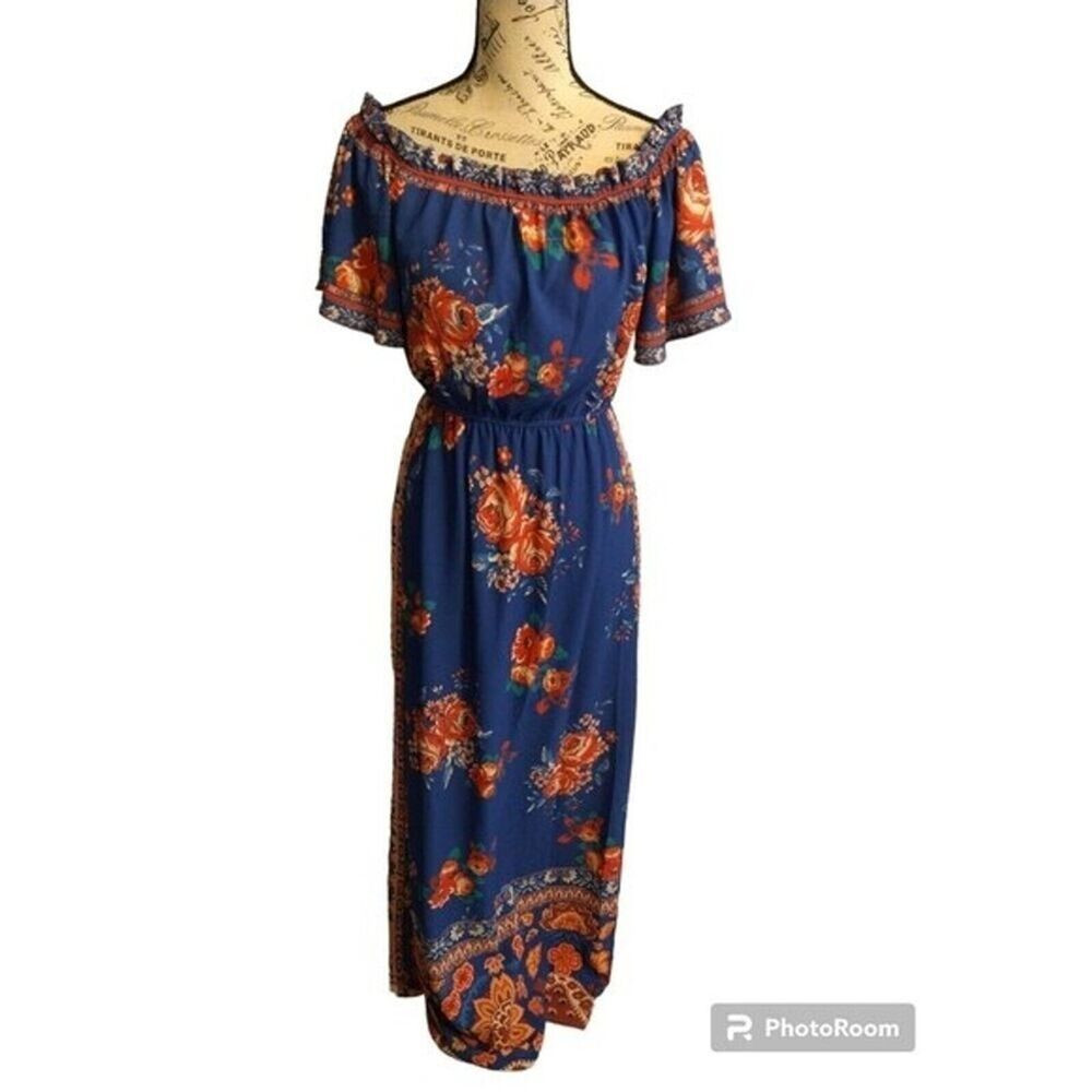 Flying tomatoe maxi dress Md Blue Boho Feminine Cottagecire Beachy